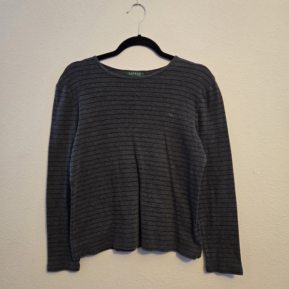 Lafayette 148 New York Gray Striped Women's Sweater - Picture 1 of 7